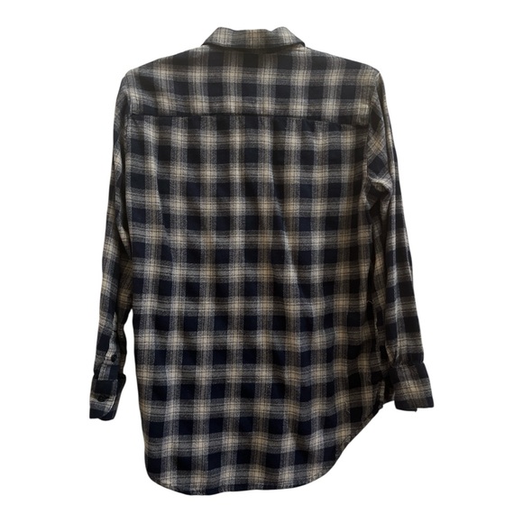 Madewell Plaid Flannel Shirt Blue Cream XS Grunge Streetwear Layering - Picture 3 of 6